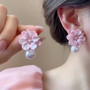 ✨COD✨ Camellia Pearl Earrings Light Luxury Women High-end Earrings Sweet Fresh Flower Earrings CM