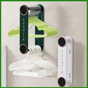 Clothes Hanger Hook Double-layer Wall-mounted Drying Rack Retractable Hanging Storage Bracket