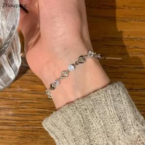 【ZP】Cute Love Heart Bracelet For Women Korean Charm Sparkling Adjustable Elegant Chain Bracelets Accessories Jewelry
