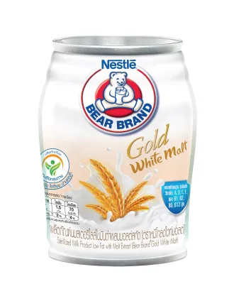 นมสเตอริไลส์ไขมันต่ำ ตราหมีโกลด์ 140 มล. (24 กระป๋อง) สูตรผสมมอลต์สกัด