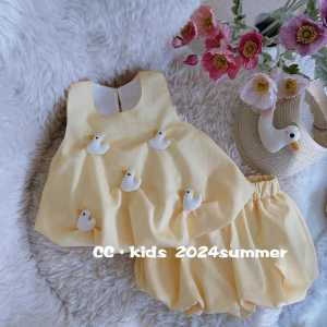 2024 Childrens Clothing Girls Summer New Baby Girl All-Match and Cute Duck Suit or Cute Duck Bud Dress Tide ㏇L0514