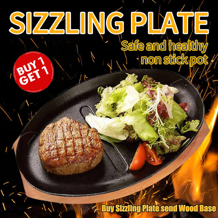 Sizzling Plate Set with Wood Sisig Sizzling Plates Non Stick with