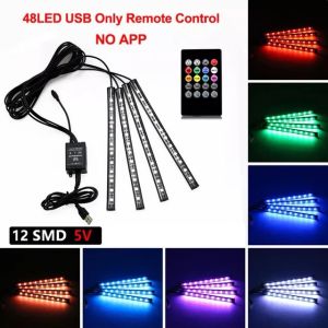 RGB Car Interior Decorative Lights LED Car Foot Light 48 LED Atmosphere Lamp Ambient Lamp Remote / Voice Control