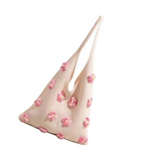 Elegant Floral Pattern Shoulder Bag Lightweight And Practical Knitted Crochet Bags For Everyday Use And Easy Pairing