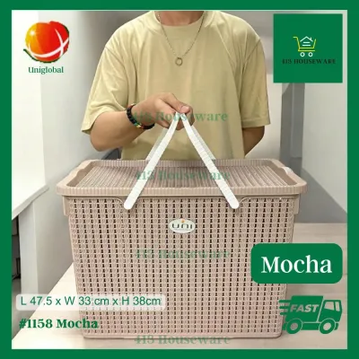 XXL Jumbo Rattan Storage Basket with Handle Organizer Storage Box Shopping Basket Bayong Uniglobal 1158