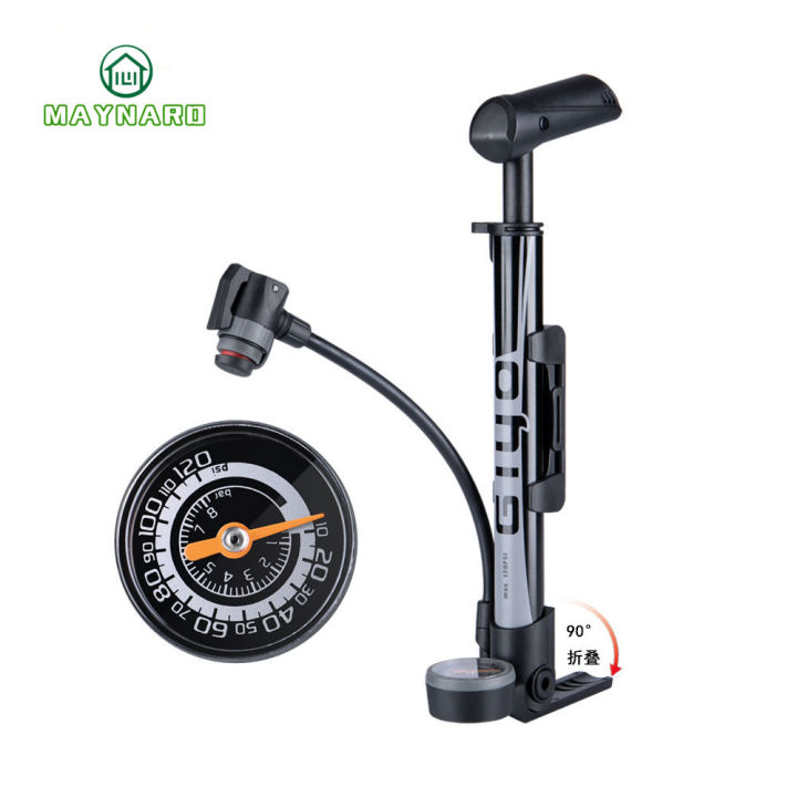 Portable Bike Pump - High Pressure 120 PSI Hand/Floor Pump With Gauge, Fits Presta, Schrader, Dunlop Valves