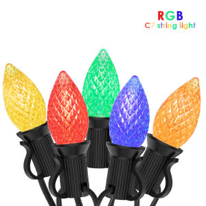 25FT 65FT C7 RGB String Lights Shatterproof Plastic Colored Bulbs Connectable Outdoor Birthday Patry Garden Decor Fairy Light