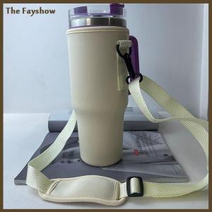 [The Fayshow] 40oz Water Bottle Carrier Bag Adjustable Shoulder Strap Mug Cups Sleeve Solid Color Bottle Holder For Outdoor Hiking