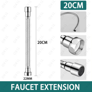 Bathroom Faucet Bendable Chrome Extension Tube Splash Proof Stainless Steel Hose Water tap Can extension 0.3m Extender Pipe