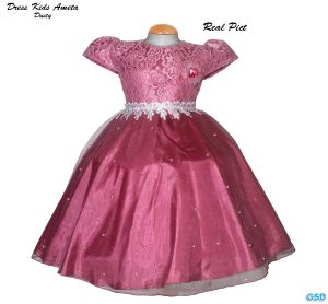 Kp Baju Pesta Anak Perempuan Usia 3th Sampai 7th  Midi Dress Brukat Tile Premium Rok Tile Mutiara Ngembang | Gaun Pesta Ulang Tahun Anak 100% Realpicture ameta