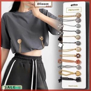 Follow Get New[Bloom Z] 2pcs Multi-Function Magnetic Clothing Clip With Chain Metal Buttons Clip Clothes Scarf Trouser Legs Cuff Fixing Magnet Pin