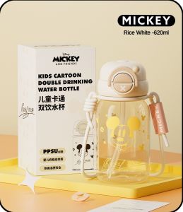 I know Disney Mickey and Friends PPSU Kids Water Bottle - High Capacity Dual Drinking Modes Unbreakable Plastic Straw Cup for Summer
