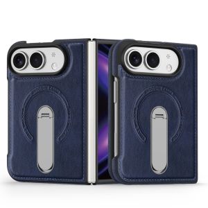 Magnetic Kickstand for iPhone Duo Case [Horizontal & Vertical Stand] Luxury Leather Ergonomic Grip Slim Fit Anti-Slip Shockproof Case Black