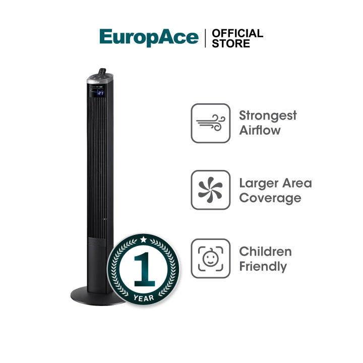EuropAce ETF1129A Tower Fan – 1.2M Tall, 3-Speed, Child Safe, Slim Design | Quiet, Energy-Efficient Cooling | 1-Year Warranty | Best Tower Fan in Singapore