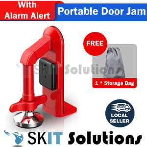 【SKIT SG】Portable Door Lock with Door Stop Alarm – Self Defense Security Jammer Lock Travel Door Closer Anti-Theft Safety Device for Home Apartment Hotel Dorm Office Easy Install Adjustable Door Stopper Alarm Door Jam for Protection and Privacy Travel