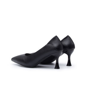 LADYSFSV Korean Pointed High Heels Black Shoes for Women Stiletto Leather Heels Formal School Office Shoes