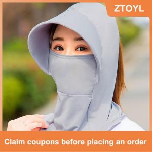 【ZTOYL】 Summer Ice Silk Hats For Women Sun Hat With Breathable Suncreen Outdoor Bicycling Beach Cap Visor Wide Brim Anti-UV Sunhat