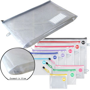 Japanese-Style Large Capacity Wide-Bottom Resealable Bags – Transparent Waterproof Storage File Organizer for Office/Study/Home/Travel (7 Sizes 4 Zapper Colors)