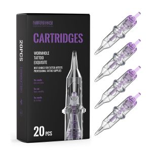 Kim Cartridge hình xăm Wormhole 20 cái nhiều kích cỡ 3RL 5RL 5RM 7RM Sản phẩm dùng một lần mực ra đều bề mặt được đánh bóng không có gờ thiết kế chống dòng chảy ngược tương thích với nhiều loại máy dùng cho trang điểm vĩnh viễn.