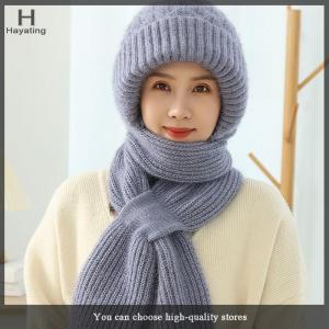 Hayating Fashion Winter Women Novelty Hat And Scarf In One Piece Knited Caps Warm Casual Hat Scarf Set Women Caps Warmer Cycling Hat