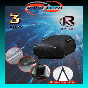 PROTON Series RACINGKOOL Zipper Car Cover Premium Wear-resistant Protection Car Waterproof Sun-proof SAGA ISWARA IRIZ SATRIA
