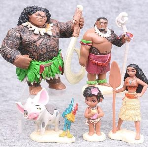 6Pcs/set Movie Moana Princess Figurine Dolls Character Maui Chief Tui Action Figures Model Toys Decoration Gift