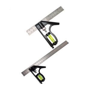 Angled Combination Square Ruler with Adjustable Movable Bubble Level for Woodworking and Crafting Measuring Marking Tool