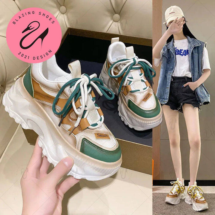 BS New Korean Chunky Sneakers High Cut Rubber Shoes For women | Lazada PH