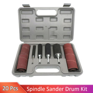 20pcs Sanding Drum with Case Spindle Sander Drum Kit Rubber Mandrels Sandpaper for Engraving Woodworking Drill Polishing Rotary