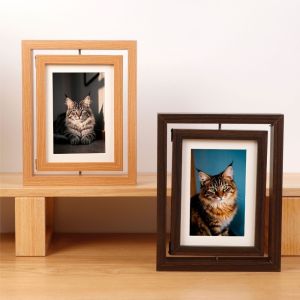 FDYRU Wooden Pet Memorial Frame Double Sided Detachable Rotating Photo Frame Commemorative Frame Durable Pet Photo Frame Room Decor