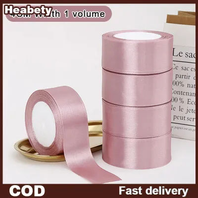 Heabety ริบบิ้นผ้าซาตินหลากสีขนาด4ซม. ริบบิ้นโพลีเอสเตอร์ด้านเดียวบรรจุภัณฑ์ของขวัญริบบิ้นประดับโบว์