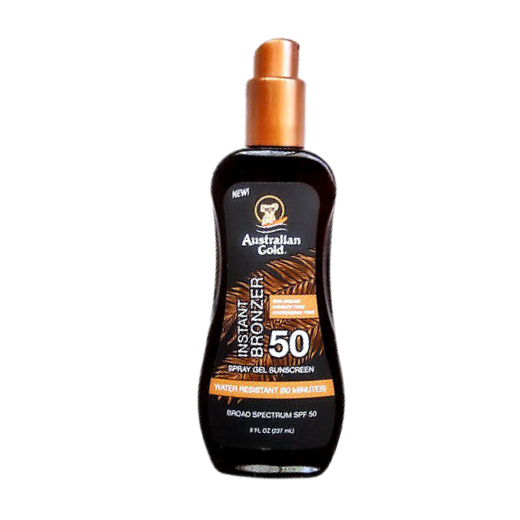 Australian Gold SPF 50 Spray Gel Sunscreen with Instant Bronzer, 8 fl