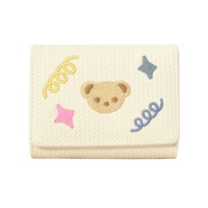 IU MISS Cartoon Women Short Wallet Bear Star Three Fold Wallet Cute Card Bag PU Leather Coin Purse Women
