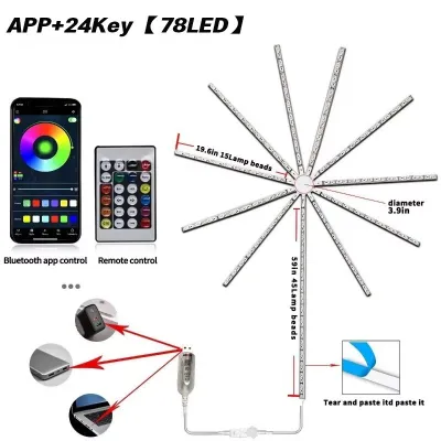 Lampu Led Strip Model Kembang Api Firework Magic Color Lamp Bentuk Kembang Dengan Music Hias Ruangan