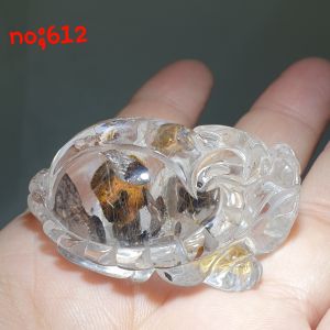 Quartz Symbiosis Biotite Phlogopite and Golden Rutile Dragon Turtle Decoration/ Magnesium Iron Mica Crystal Dragon Tortoise Decoration/Natural Rare Phlogopite Dragon Turtle/风水招财金云母与黑云母共生水晶龙龟摆件/发晶,金云母与黑云母共生水晶龙龟