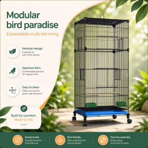 Premium Wrought Iron Bird Cage Spacious Parrot Cage with Perch Feeder & Free Gifts