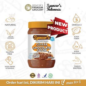 Spencers Chia Spread Greek Chocolate Chunk (500g) - Selai Coklat Diet Sehat Rendah Gula Gluten Free