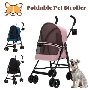 Pet Stroller Lightweight Foldable 4 Wheel Small Dog Puppy Travel Carrier Outdoor