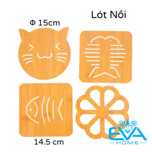 Combo 3 Miếng Lót Nồi Bằng Gỗ Cách Nhiệt Chống Trượt Hoạ Tiết Nhiều Hình Φ 15Cm Tiện Dụng