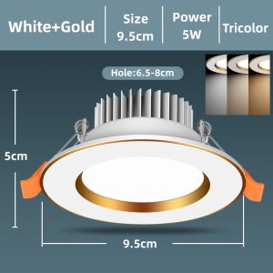 Downlight 5W/7W/9W/12W Tricolor Dimming High Quality Aluminum Embedded Pin Light LED Round Panel Light Ceiling Lamp