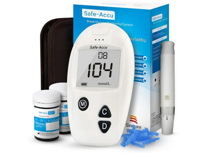 Máy đo đường huyết Sinocare Safe Accu tặng 1 hộp 50 que thử và hộp 50 kim chích máu