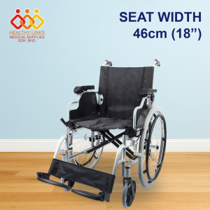 Aluminium Lightweight Detachable Armrest and Footrest (DAF) With OR Without Anti Tipper Wheelchair - 16 / 18 / 20 Inches