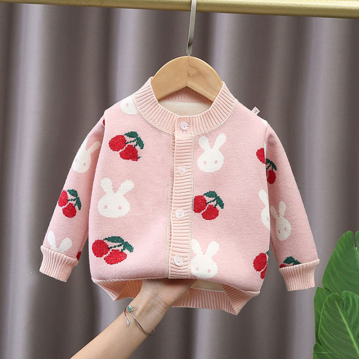 Pink little white rabbit new girls autumn coat baby sweater fleece