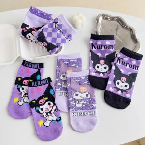 Kawaii Sanrio Kuromi Socks Pure Cotton Mid-Calf Socks Absorb Sweat Breathable High Elasticity Comfortable Gift