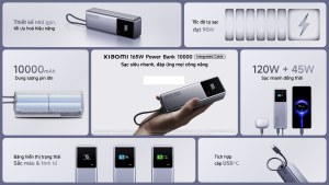 Pin dự phòng Xiaomi 10.000mAh 165W tích hợp cáp Type-C