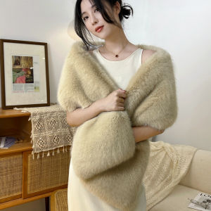 Liu Yifei Style Faux Fur Fox Fur Cheongsam Shawl Fur Collar Cape Stage Evening Wedding Dress Scarf for Women