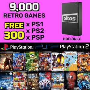 300 PS1 PS2 PSP + 9000 Games (1TB HDD) Plug & Play Retro Game Emulator Retrobat Portable Harddisk