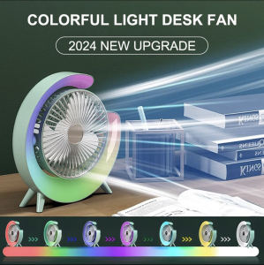 ✅100% Original Jcam 2-in-1 Mini Desk Fan Electric Fan Rechargeable Three-level Lighting Adjustment Table Lamp Fan