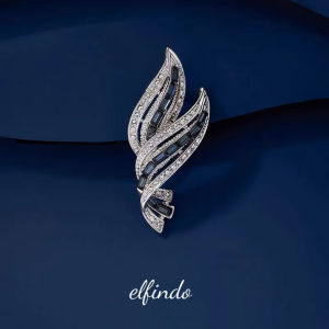 Elfindo-212 Bros Wanita Hijab Motif Daun Crystal Elegent/Bros Brooch Pins Aksesories Fashion Wanita