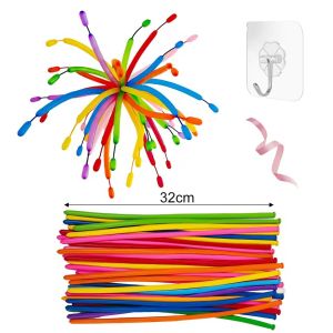 30/60Pcs Long Latex Balloons Magic Air Balloon Strip Kids Inflatable Toys Birthday Wedding Party Decor Supplies with Ribbons